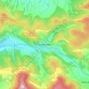 Datterode topographic map, elevation, terrain
