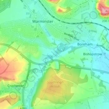 Henfords Marsh topographic map, elevation, terrain