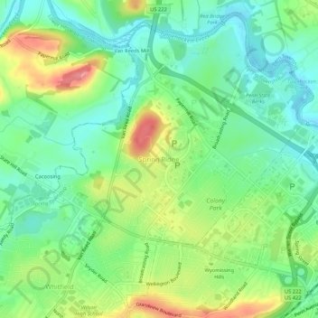 Spring Ridge topographic map, elevation, terrain