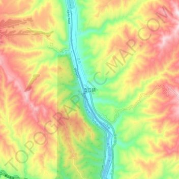 壶口镇 topographic map, elevation, terrain