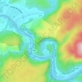 Grotte Chauvet topographic map, elevation, terrain
