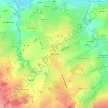 Le Poteau topographic map, elevation, terrain