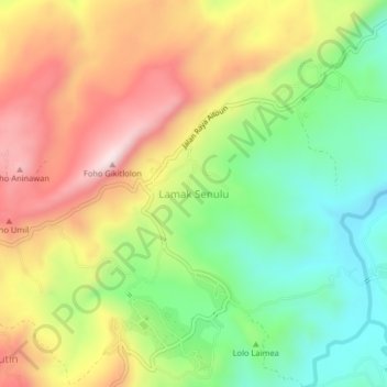 Lamak Senulu topographic map, elevation, terrain