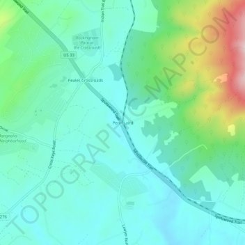 Penn Laird topographic map, elevation, terrain