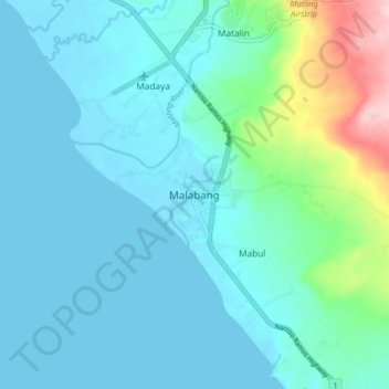 Malabang topographic map, elevation, terrain