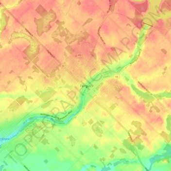 Fergus topographic map, elevation, terrain