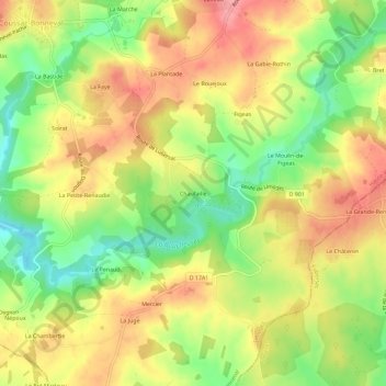 Chaufaille topographic map, elevation, terrain