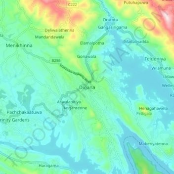 Digana topographic map, elevation, terrain