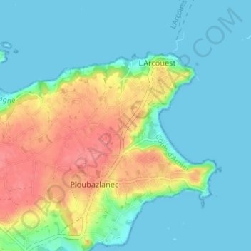 Kervodin topographic map, elevation, terrain