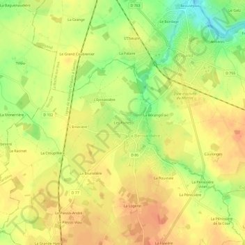 Les Portes topographic map, elevation, terrain