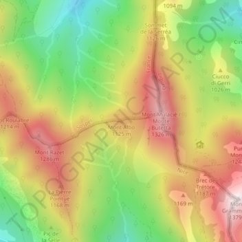 Mont Albo topographic map, elevation, terrain