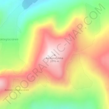 Kaskasatjåkka topographic map, elevation, terrain
