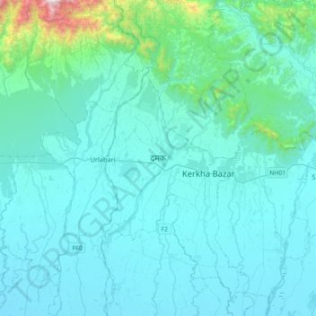 Damak topographic map, elevation, terrain