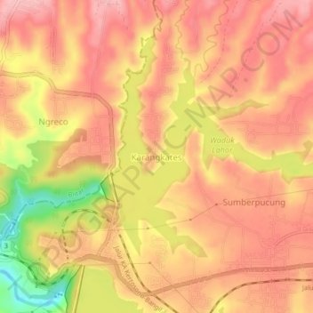 Karangkates topographic map, elevation, terrain