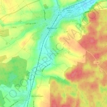 Schnerkingen topographic map, elevation, terrain
