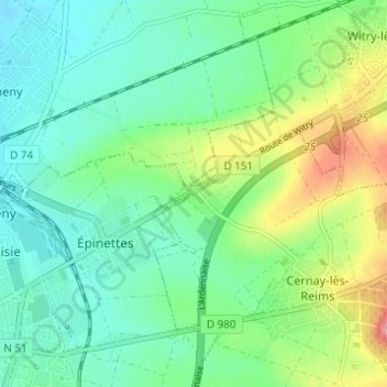 Le Linguet topographic map, elevation, terrain