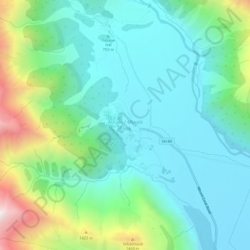 Mount Cook Village topographic map, elevation, terrain