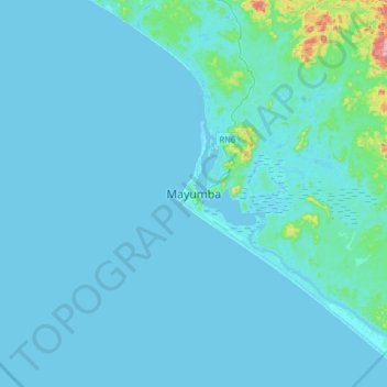 Mayumba topographic map, elevation, terrain
