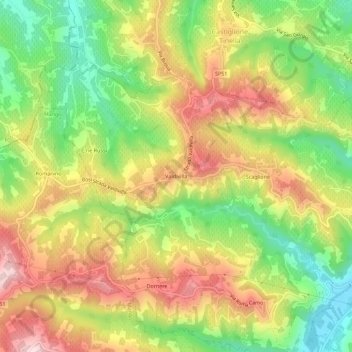 Valdivilla topographic map, elevation, terrain