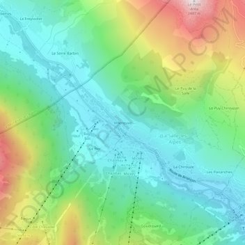 Villeneuve topographic map, elevation, terrain