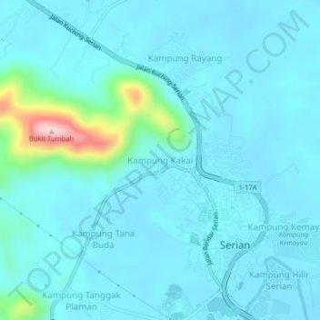 Kampung Kakai topographic map, elevation, terrain