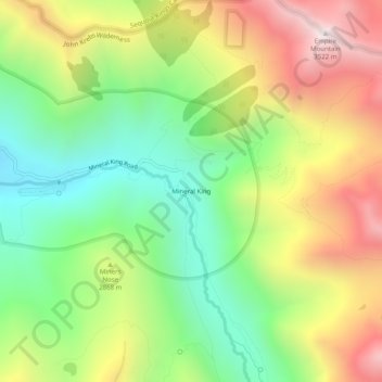 Mineral King topographic map, elevation, terrain