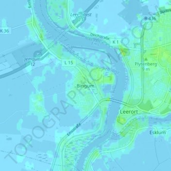 Bingum topographic map, elevation, terrain
