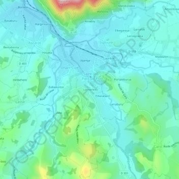 Larroinea topographic map, elevation, terrain