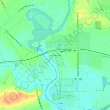 McQueeney topographic map, elevation, terrain