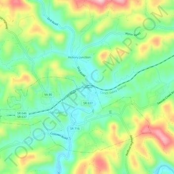 Putnam topographic map, elevation, terrain