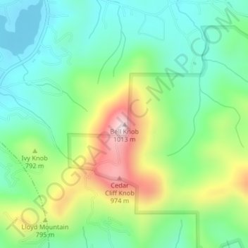 Bell Knob topographic map, elevation, terrain