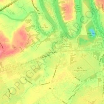 Hogestown topographic map, elevation, terrain