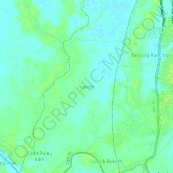 Kandis topographic map, elevation, terrain
