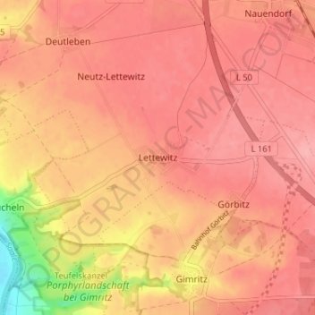 Lettewitz topographic map, elevation, terrain