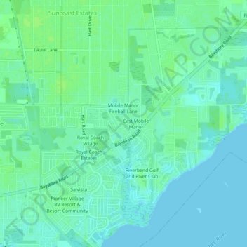 West Mobile Manor topographic map, elevation, terrain