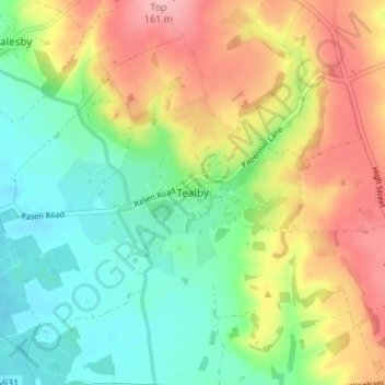 Tealby topographic map, elevation, terrain