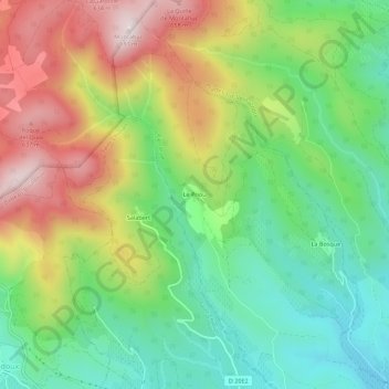 Le Priou topographic map, elevation, terrain