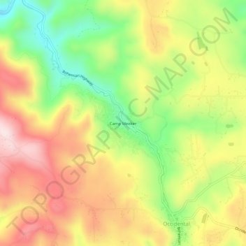 Camp Meeker topographic map, elevation, terrain