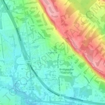 Green Knoll topographic map, elevation, terrain