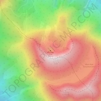 Mount Gede topographic map, elevation, terrain