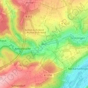 Aich topographic map, elevation, terrain
