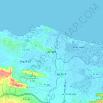 Dorado topographic map, elevation, terrain