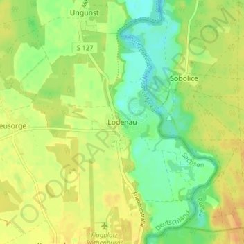 Lodenau topographic map, elevation, terrain