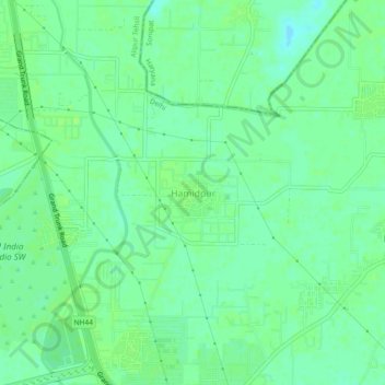 Hamidpur topographic map, elevation, terrain