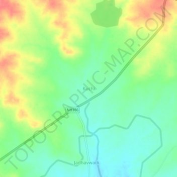 Kuchi topographic map, elevation, terrain