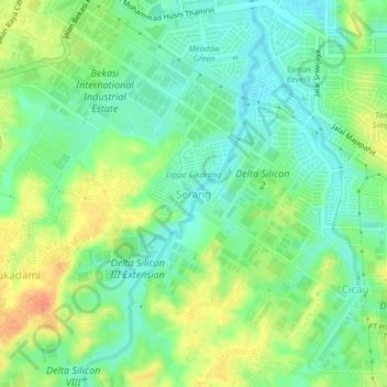 Serang topographic map, elevation, terrain