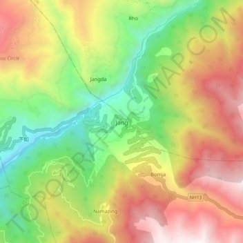 Jang topographic map, elevation, terrain