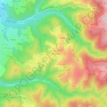 Creux de Fouilloux topographic map, elevation, terrain