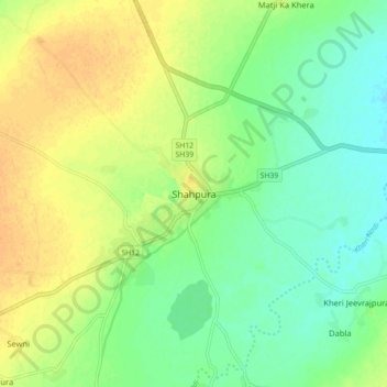 Shahpura topographic map, elevation, terrain