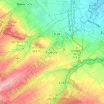 Floisdorf topographic map, elevation, terrain